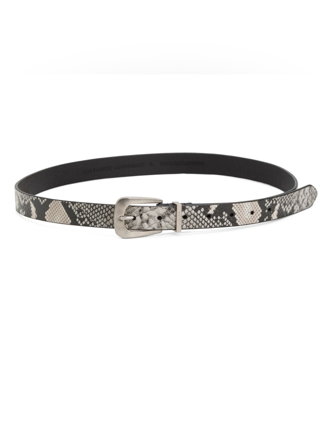 All Saints Woman’s Snake-Print Leather Belt